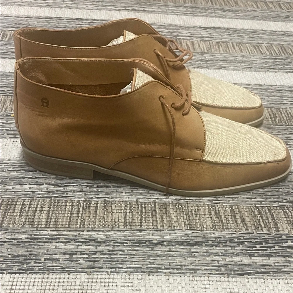Etienne Aigner Vintage Ankle Boots Tan Leather Risa Oxford Linen